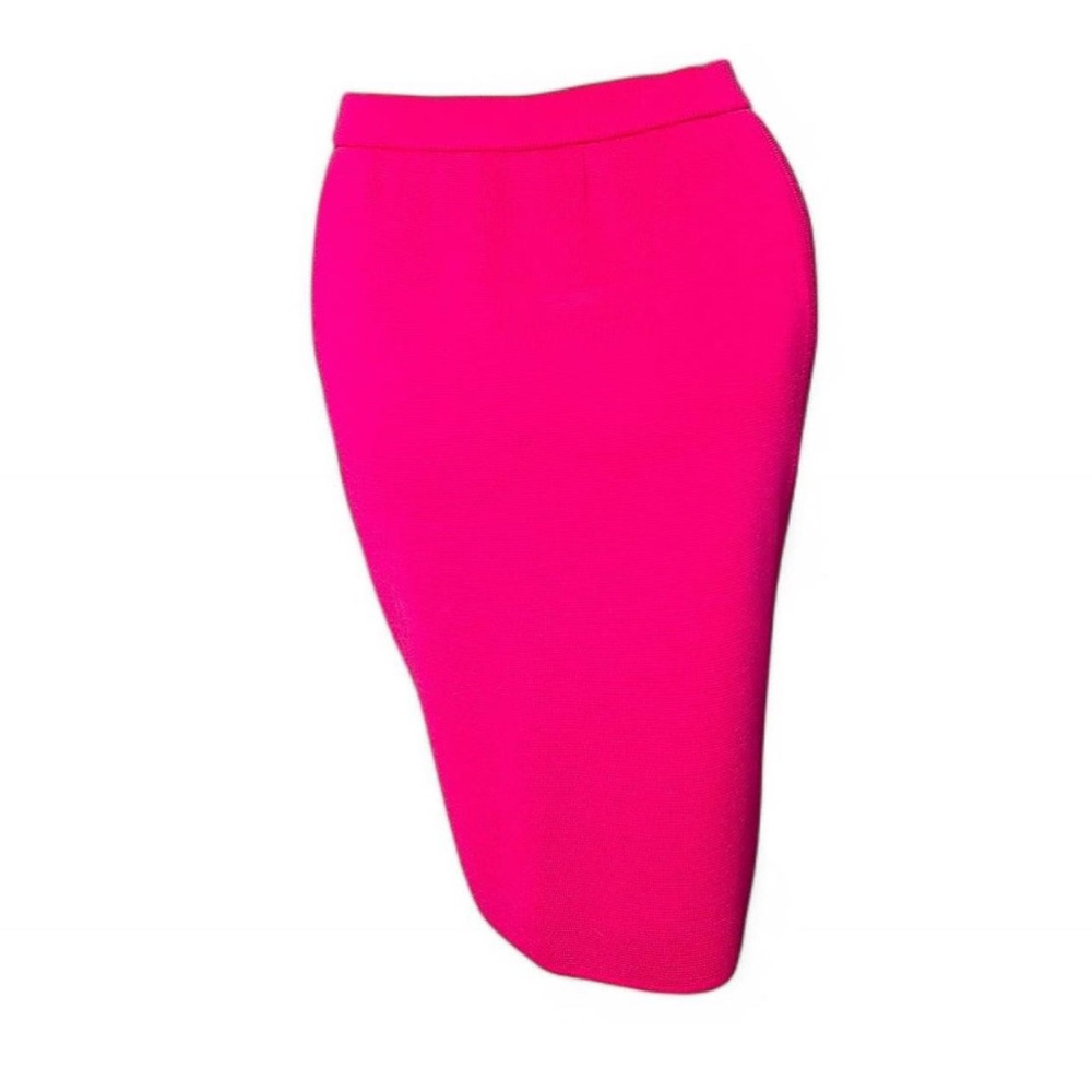 YSL Vibrant Pink Knee Length Wool Skirt with Elastic Waistband